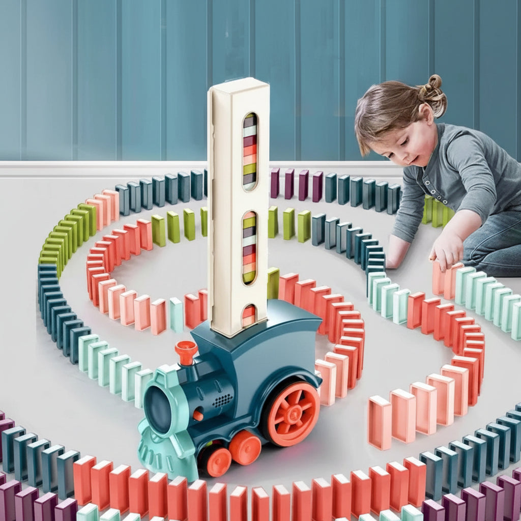 Interactive Train Building Toy for Kids with Colorful Dominoes