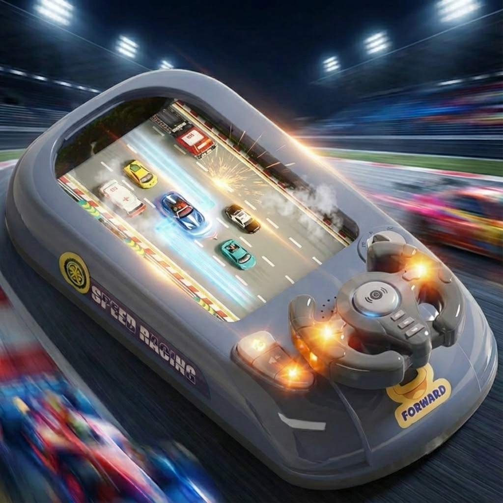 Adventure Racing Game Console with Interactive Wheel