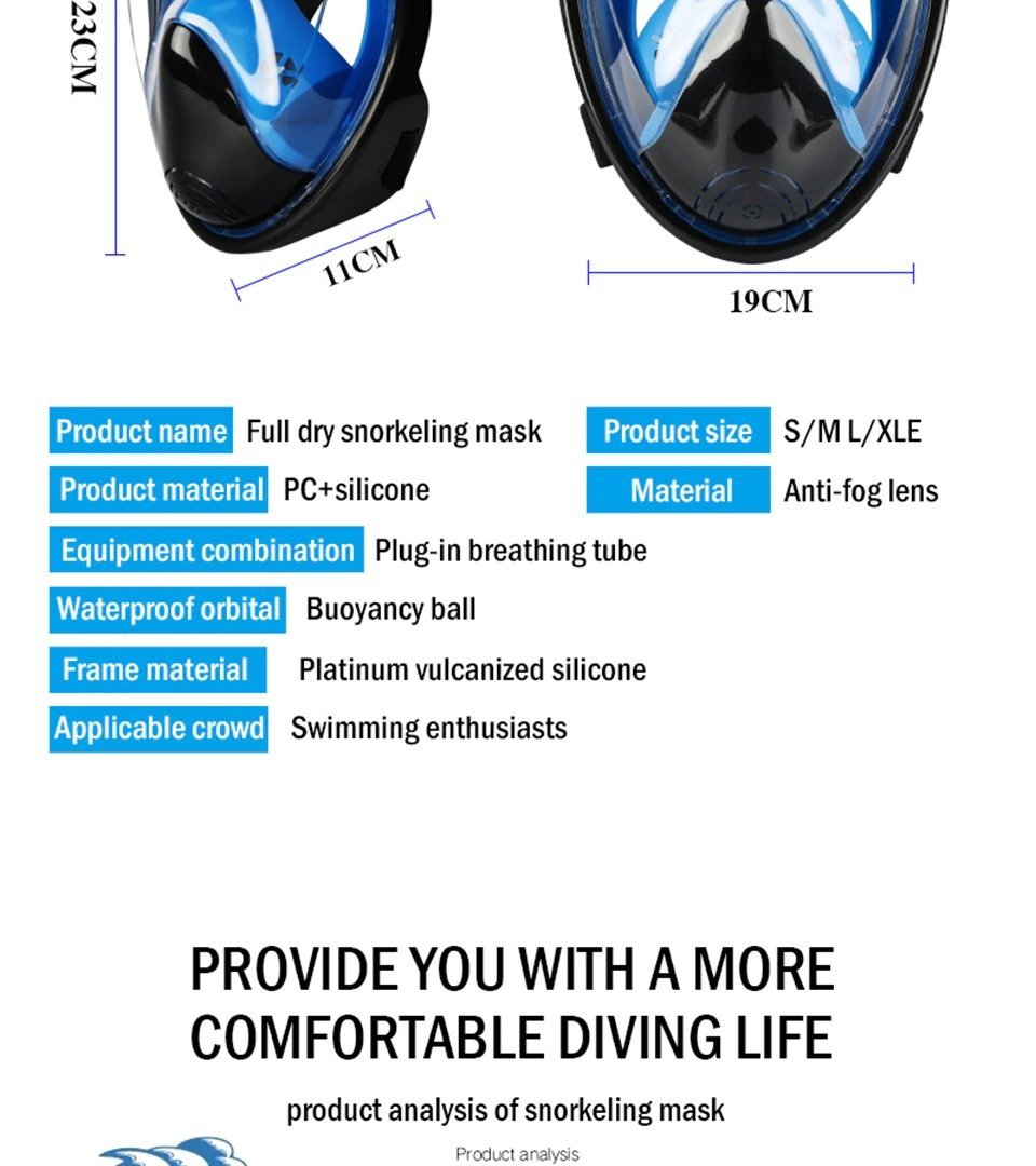 Premium 180° Full Face Snorkeling Mask with Dry Snorkel