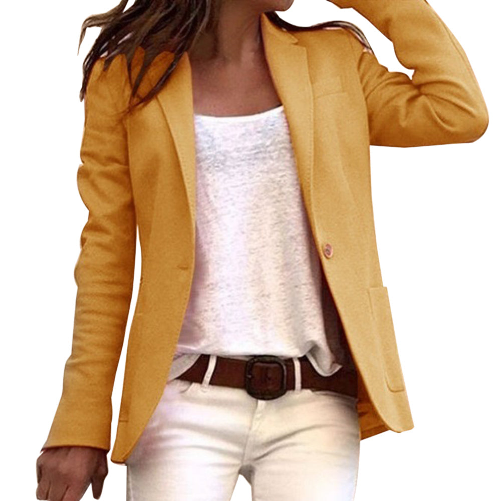 Women's Slim-Fit Blazer | Notched Lapel & Single Button | Polyester Fabric | Autumn Wear