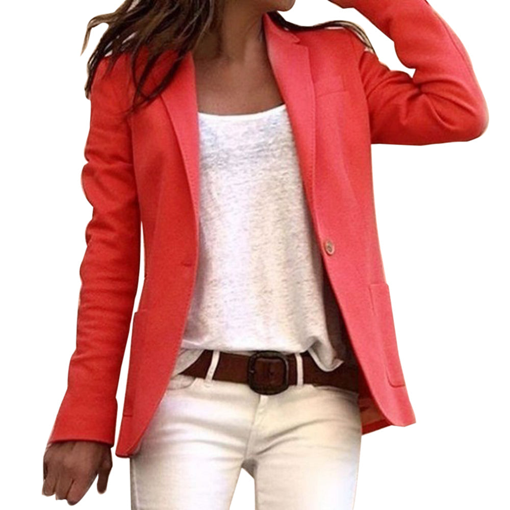 Women's Slim-Fit Blazer | Notched Lapel & Single Button | Polyester Fabric | Autumn Wear