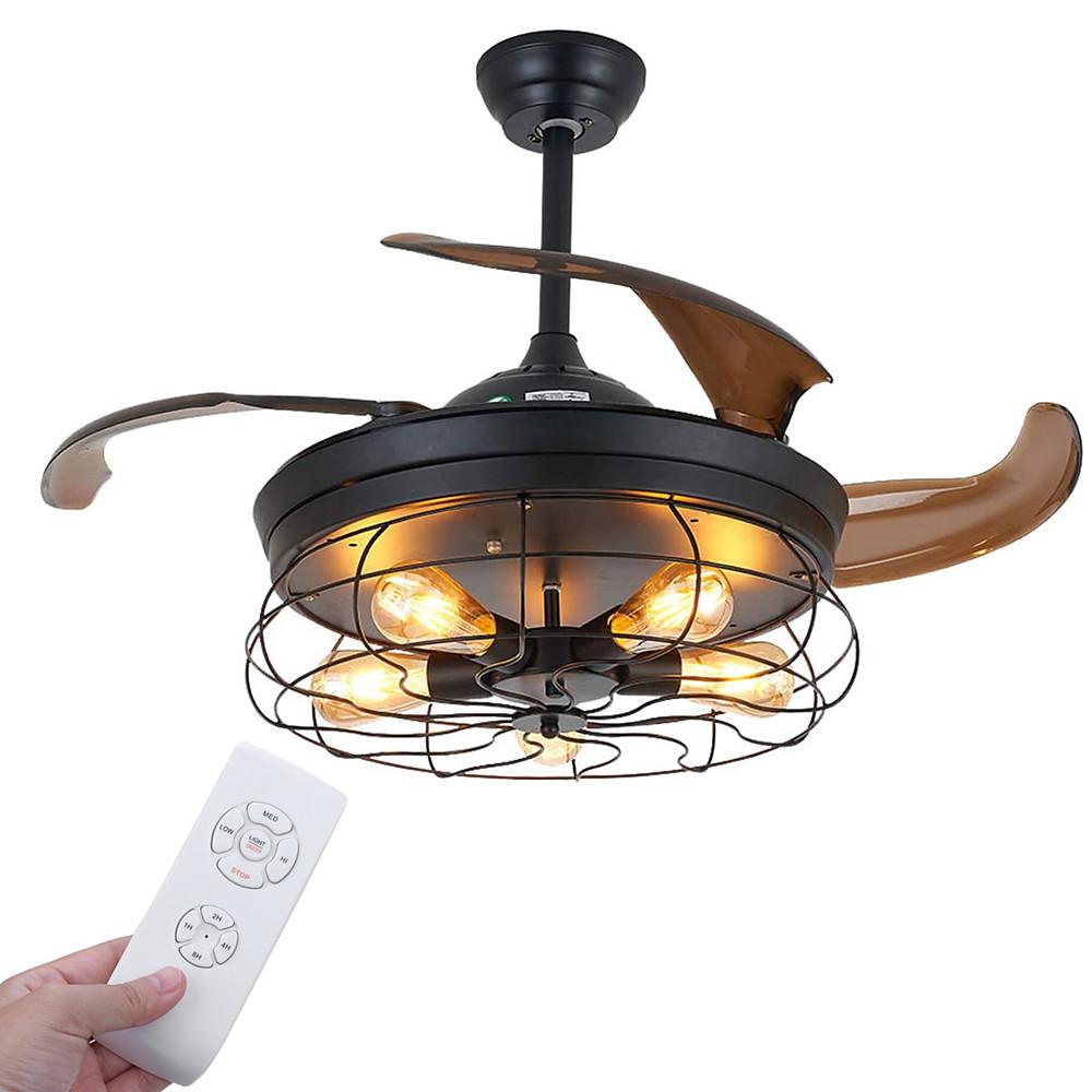 3 Bladed Retractable Ceiling Fan with Light - Taavita Style