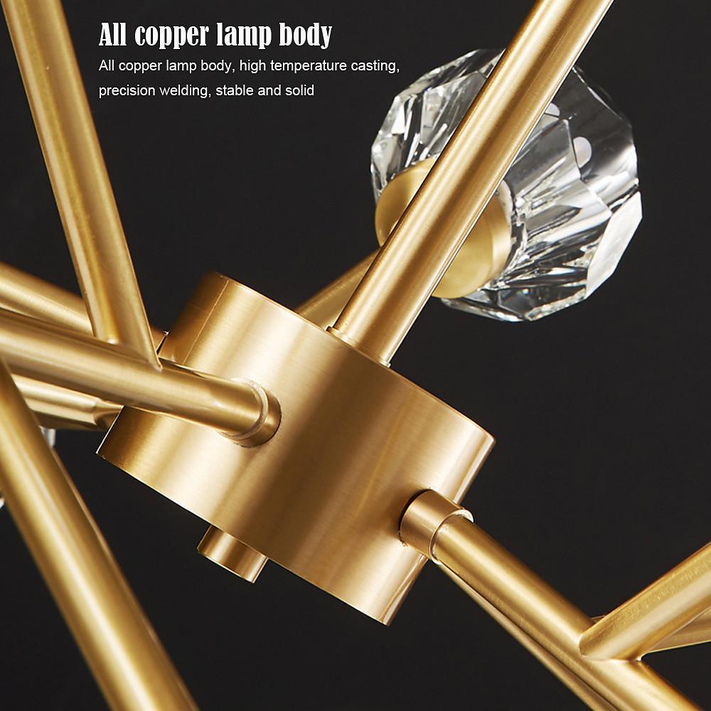 15-Light LED Crystal Copper Modern Taavita Ceiling Chandelier Lights