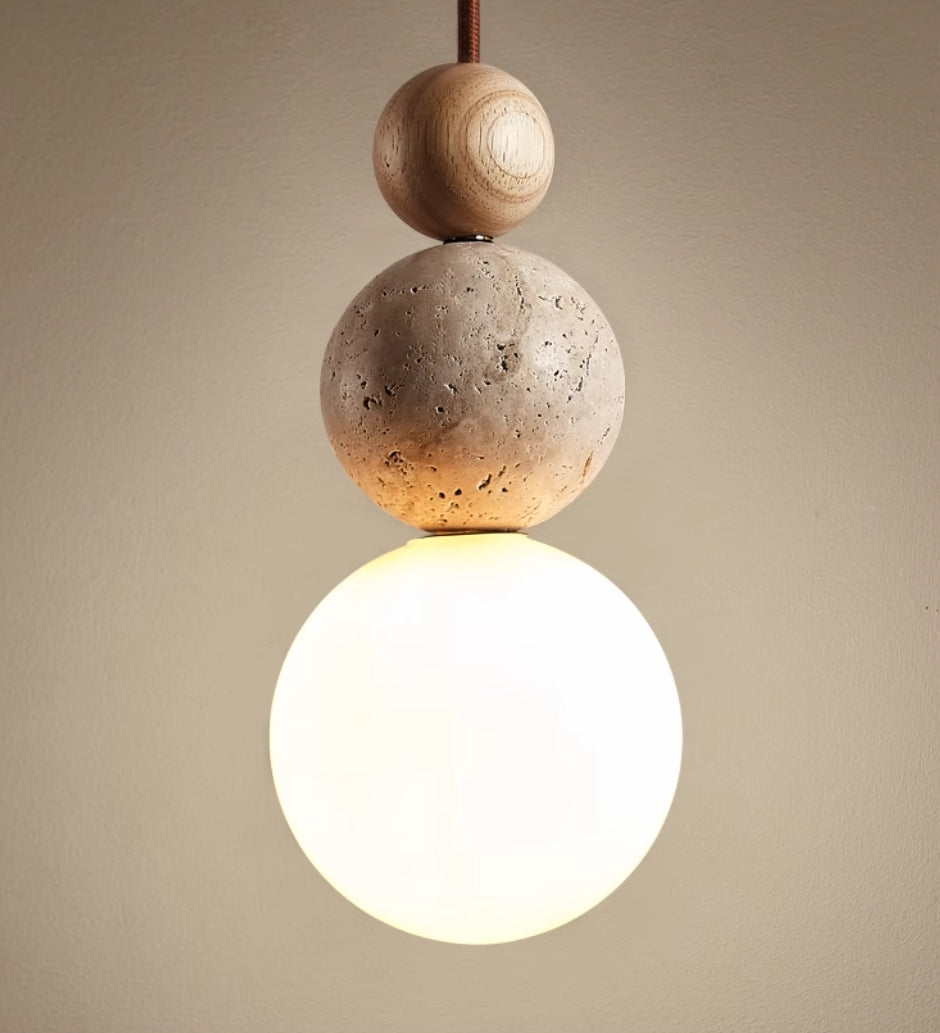 Modern Simple Style Travertine Pendant Light in Natural Taavita Stone