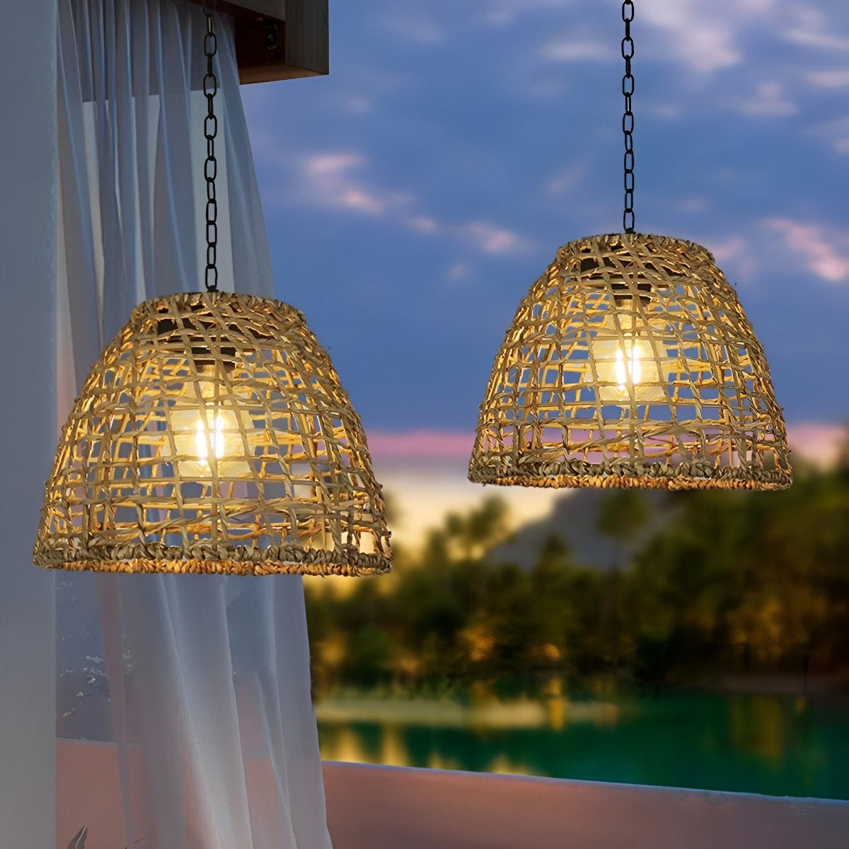 Eco-Friendly Bell Pendant Lantern for Outdoor Spaces