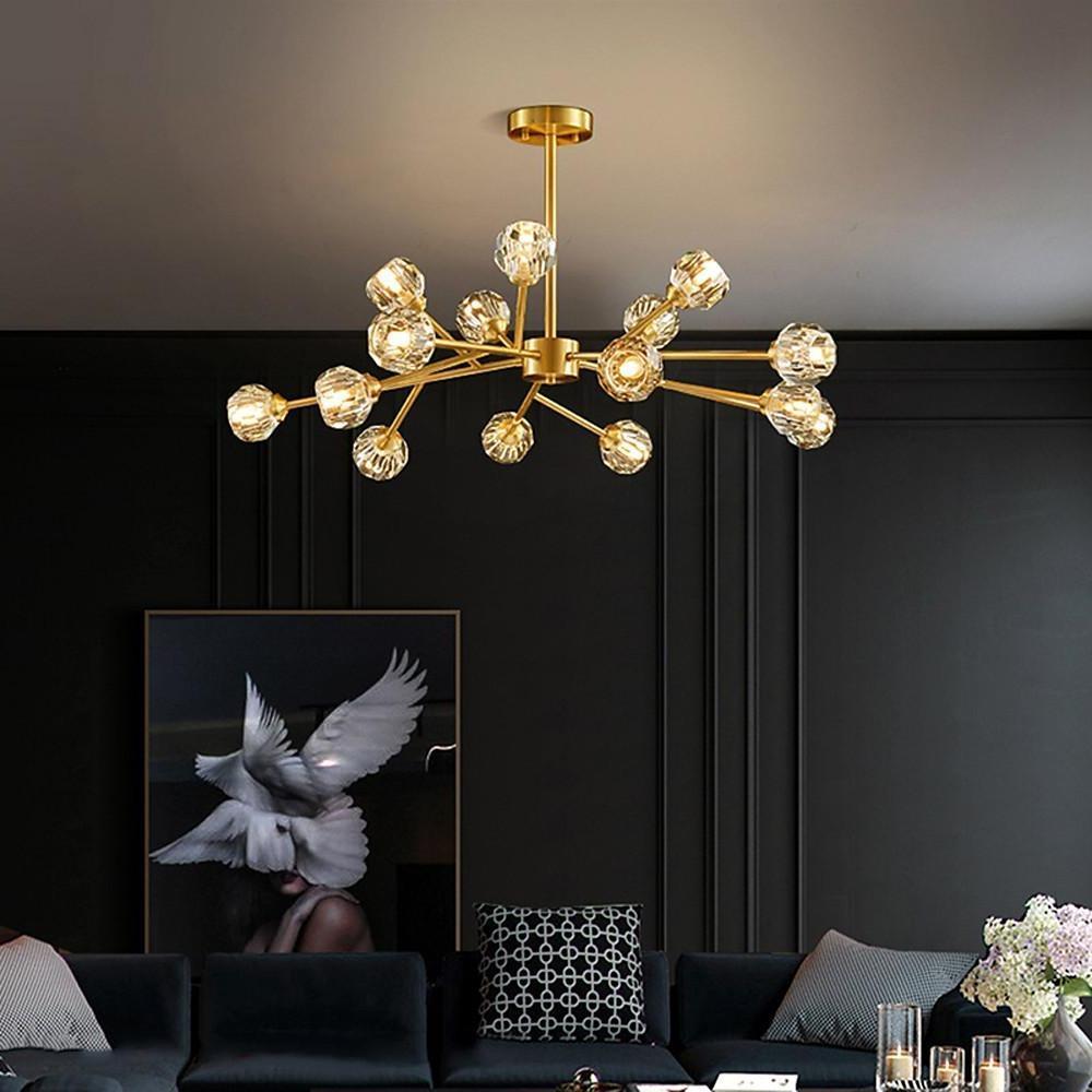 39'' LED 15-Light 12 Bulbs 9-Light 6-Light Lantern Desgin Chandelier Modern Artistic Copper Crystal Empire Sputnik Metal Ceiling Lights-dazuma