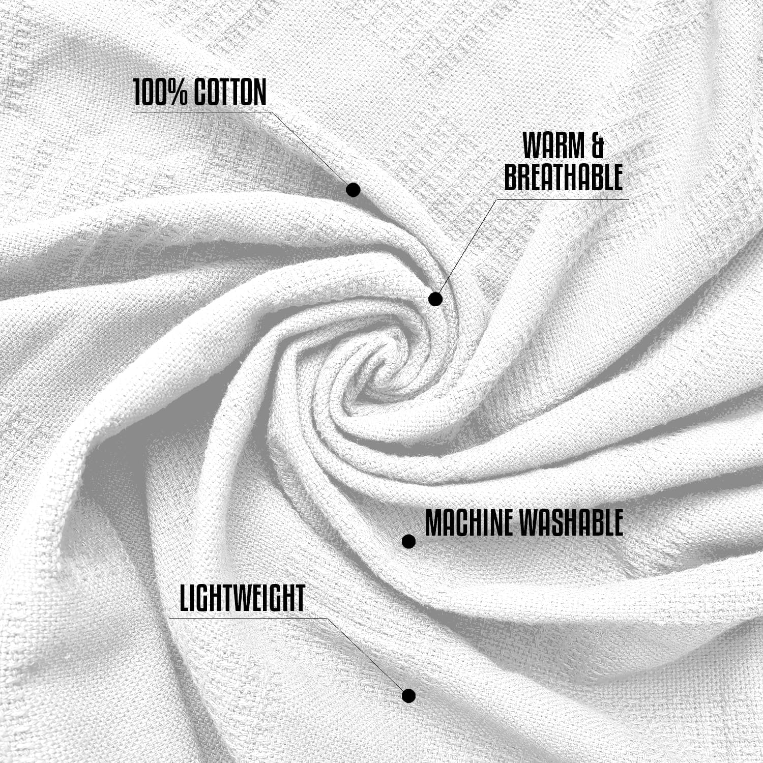 Lightweight Grey Cotton Blanket - 350 GSM Soft and Breathable Comfort