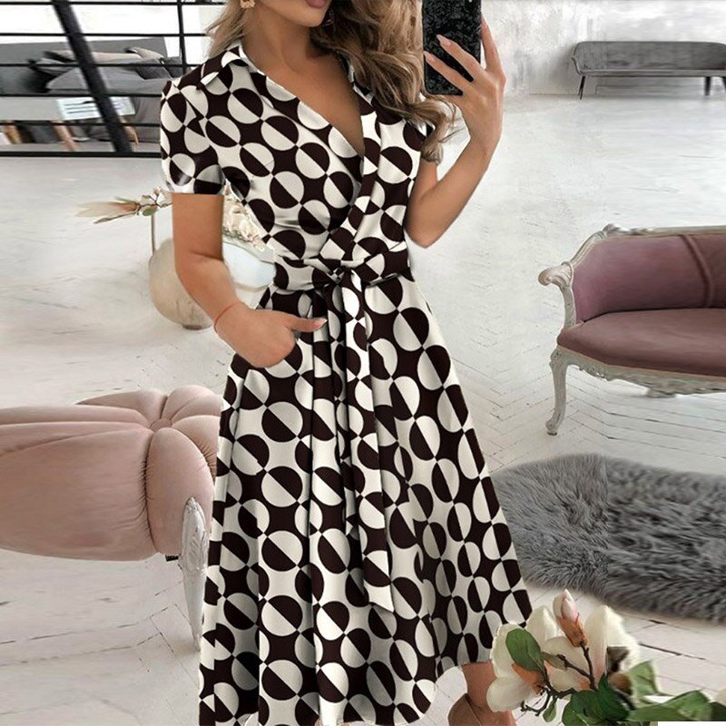 Women’s Wrap Dress | Adjustable Waist Tie & V-Neck | Polyester Fabric | Comfortable Fit for Summer