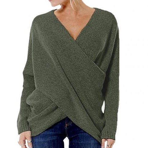 Women’s Sweater | V-Neck Cross-Knit Design | Cotton Blend | Comfortable Fit