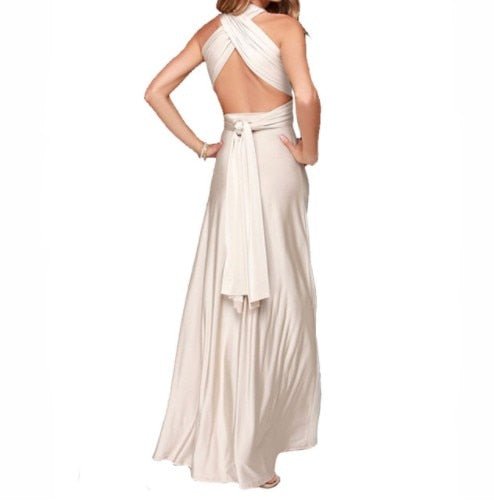 Women’s Maxi Evening Dress | Halter Neck & Cross-Back Straps | Polyester Fabric | Comfortable Fit