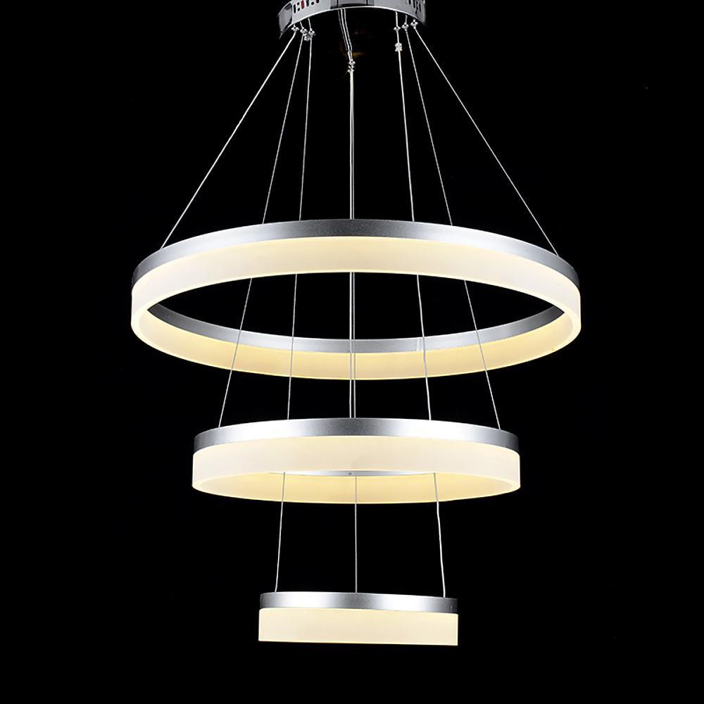 24'' Classic Vintage Metal Acrylic Chandelier With 1 LED Light - Easily Adjustable 3 Ring Design