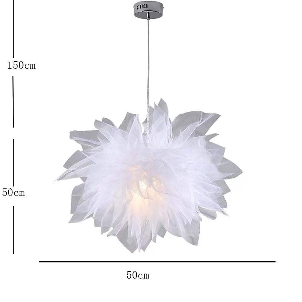 20'' Modern Fabric Flower Design Electroplated Metal LED Pendant Lights