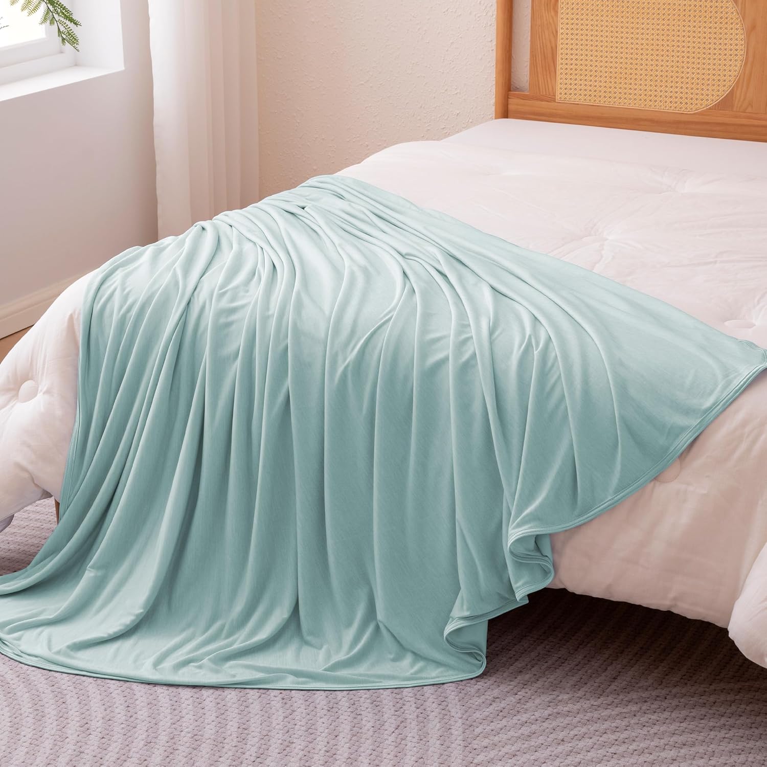 Lightweight Reversible Blanket for Hot Sleepers | Soft Thin Throw for Couch & Bed