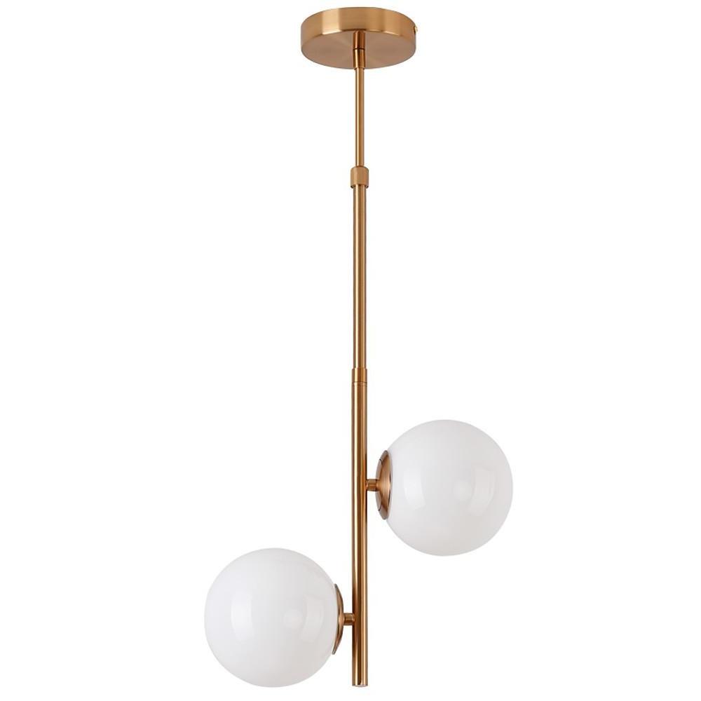 2-Light Ball-Shaped Electroplated Glass Metal LED Modern Pendant Lights