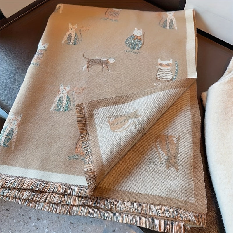 Animal Print Scarf | Double-Sided | Soft and Warm Comfort | Polyester