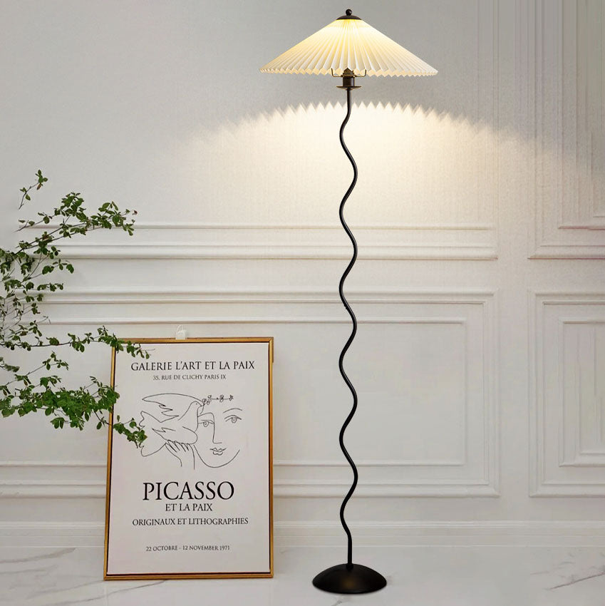 Taavita Floor Lamp with Pleated Fabric Shade