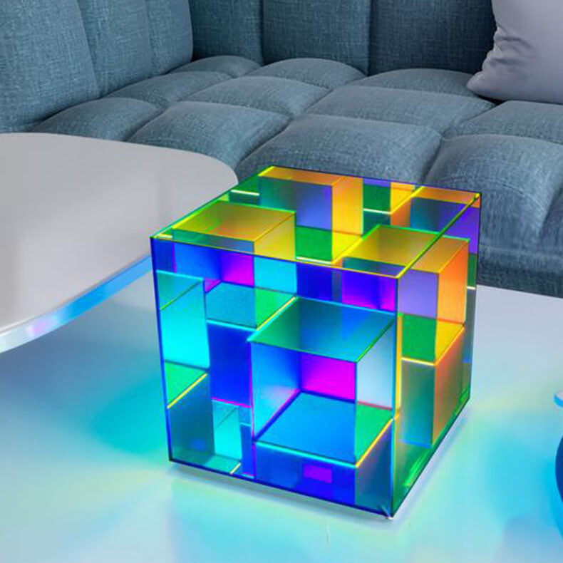 Modern RGB-Line Magic Cube LED Table Lamp Made of Taavita