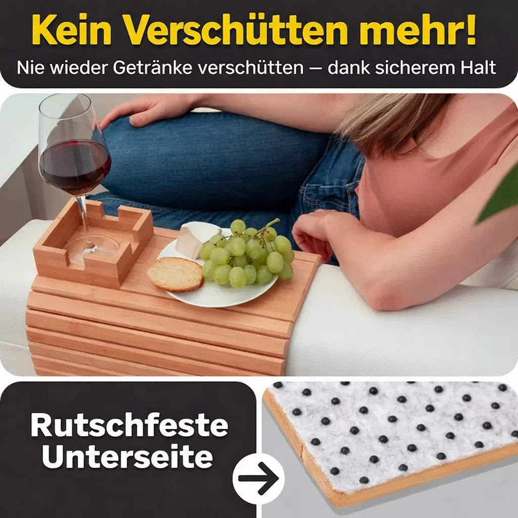 Eco-Friendly Bamboo Tray for Sofa - Cup and Snack Holder