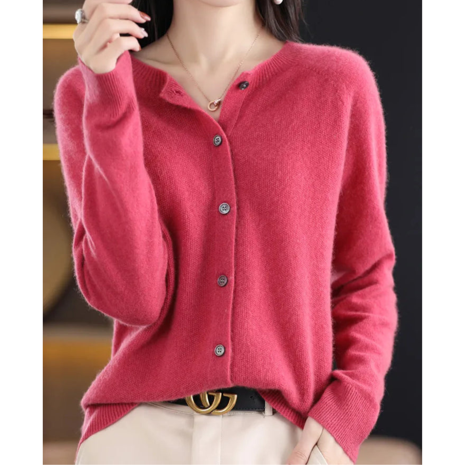 Women's Button-Front Knit Cardigan | Soft Plush Knit & Long Sleeves | Versatile Layering | Comfortable Fit