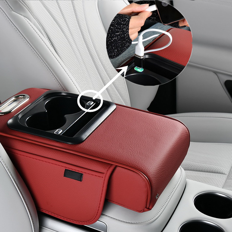 Center Console Armrest with USB Port – Storage and Cup Holder
