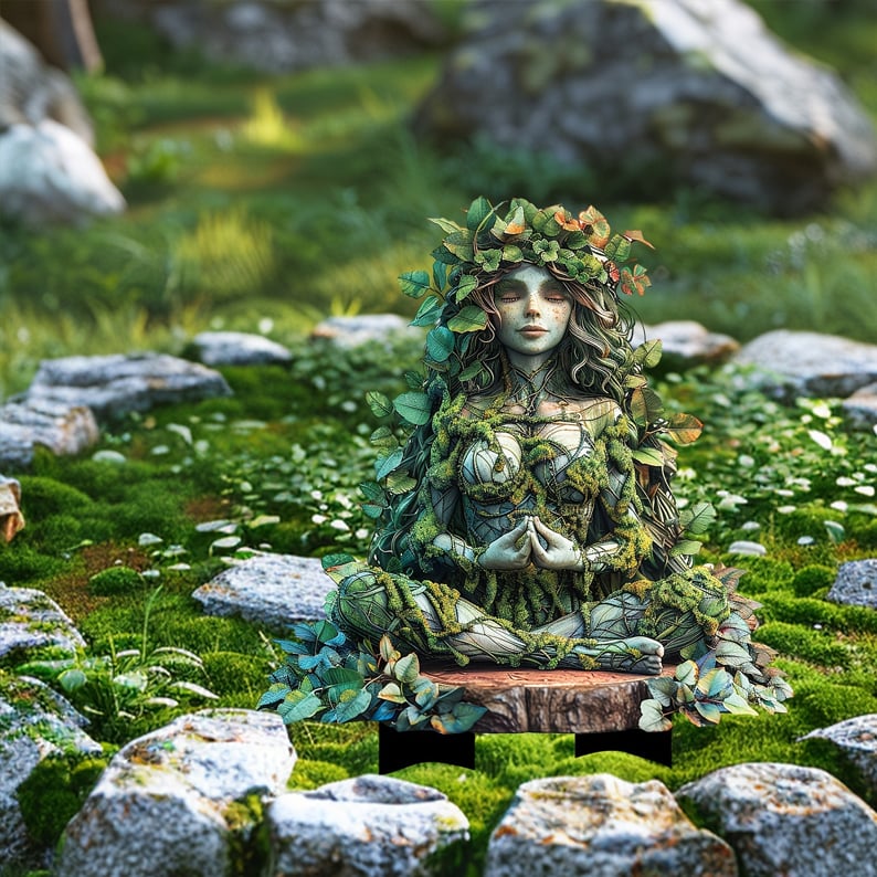 Acrylic Garden Stake with Natural Forest Spirit Design