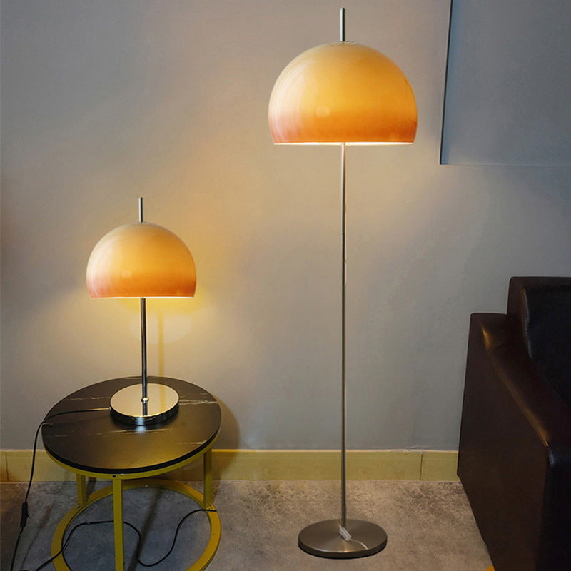 Taavita Retro 2-Light Mushroom Hardware Glass Floor Lamp for Living Room
