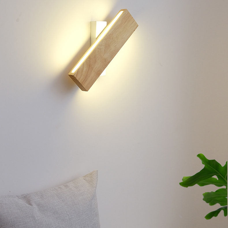 Taavita minimalist, rectangular, flat, rotatable LED wall lamp made of wood