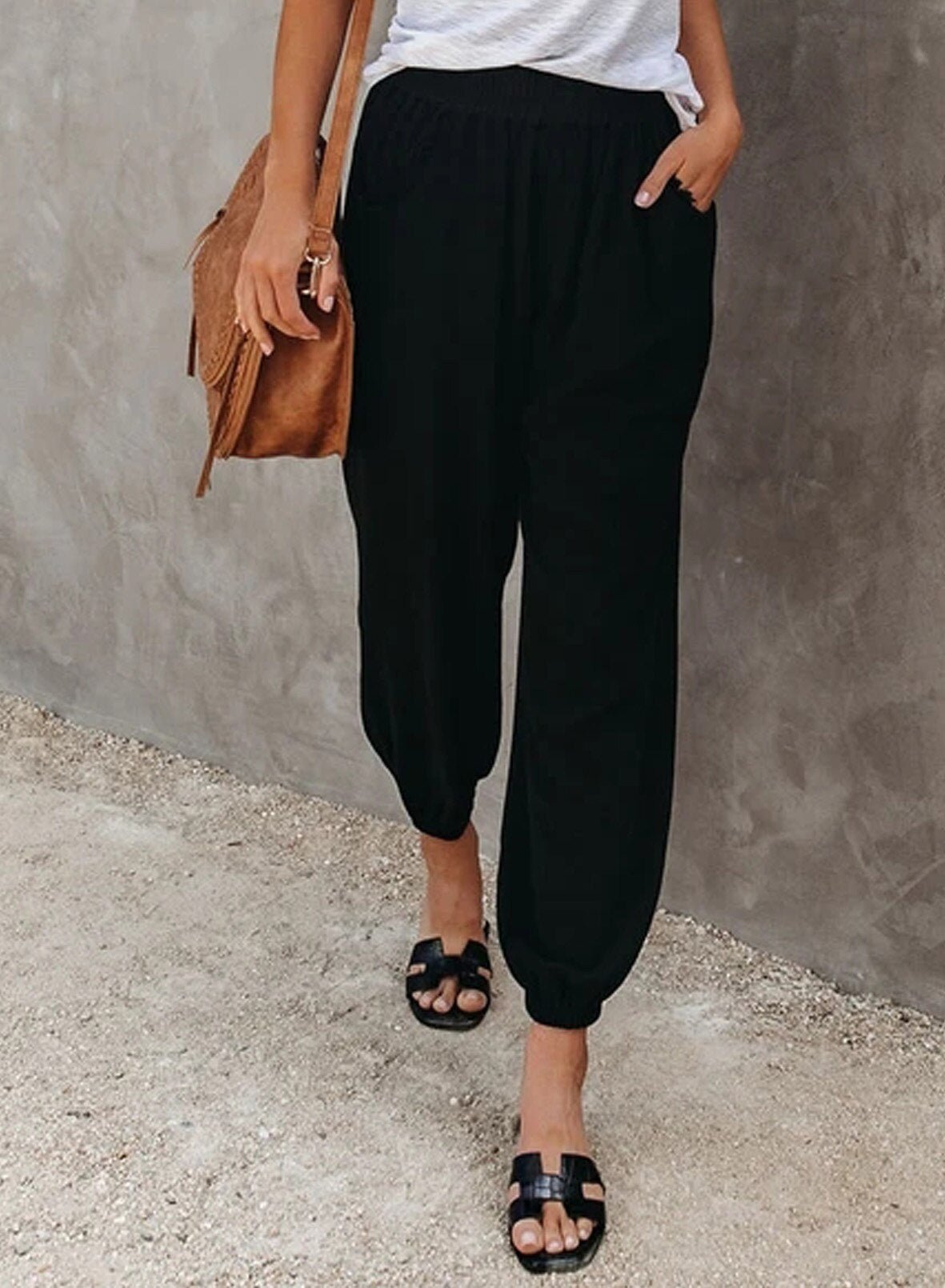 Women’s Pants | Loose Fit & Breathable Fabric | Elastic Waistband & Cuffed Ankles | Comfortable Everyday Wear