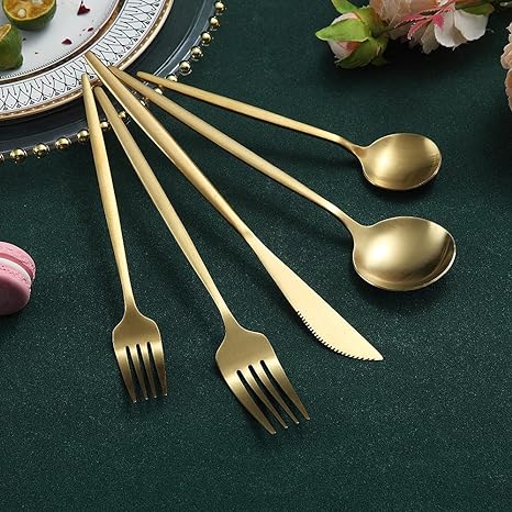 OrléneSet — Matte Titanium Flatware Set with Minimalist Design