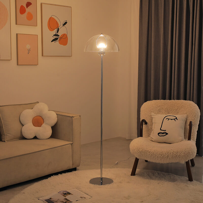 Taavita Vintage Acrylic LED Floor Lamp with Clear Lampshade and Dimmable Light