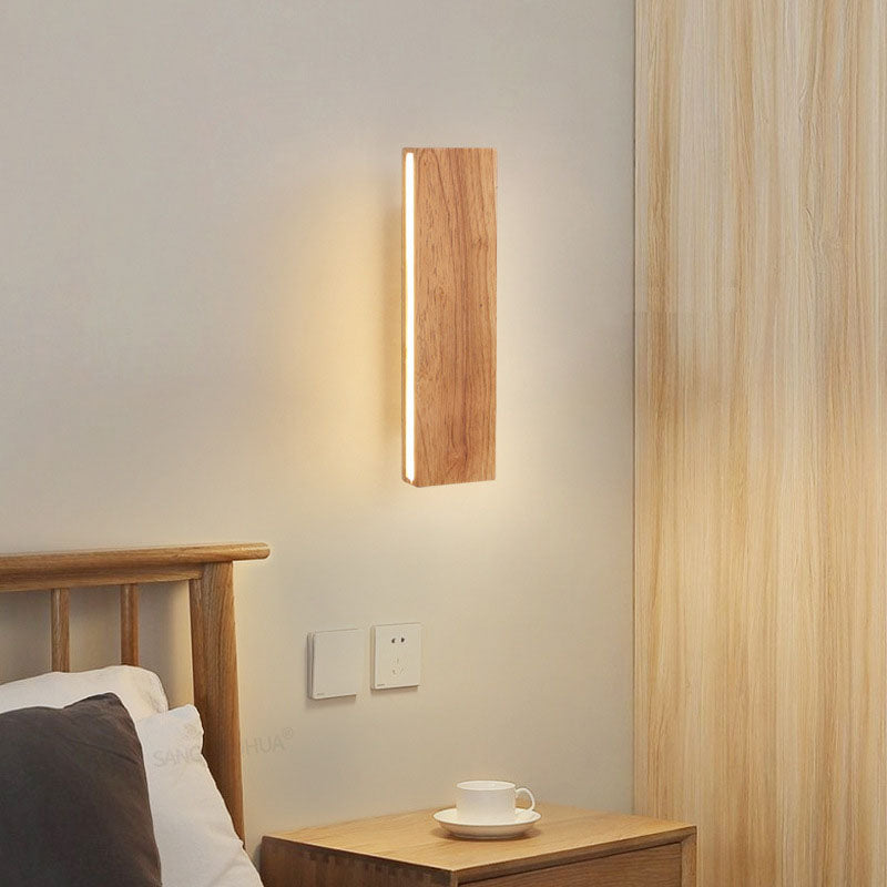 Taavita minimalist, rectangular, flat, rotatable LED wall lamp made of wood