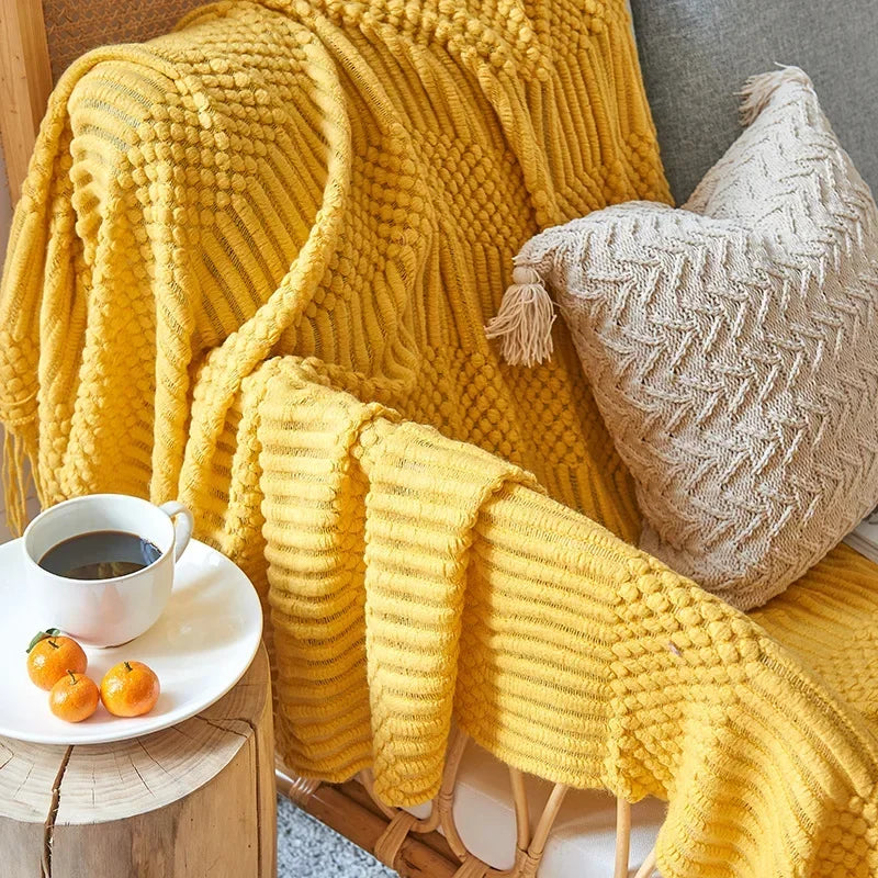 Chunky Knit Throw | Soft Acrylic | Cozy Warm Comfort | Reusable