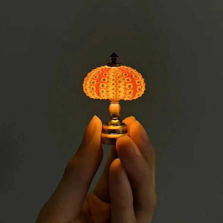 DIY Night Light | Sea Urchin Design | Natural Shell & Gold-Plated Base | Ambient Lighting