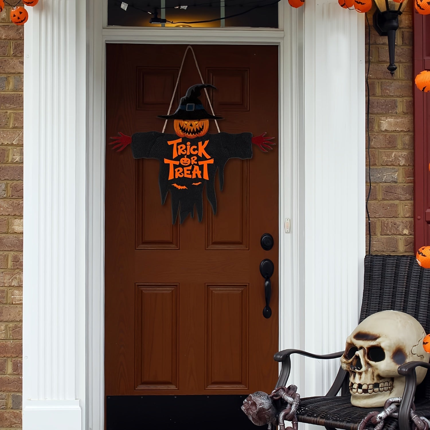 Wooden Halloween Trick or Treat Door Sign – Classic Spooky Decor