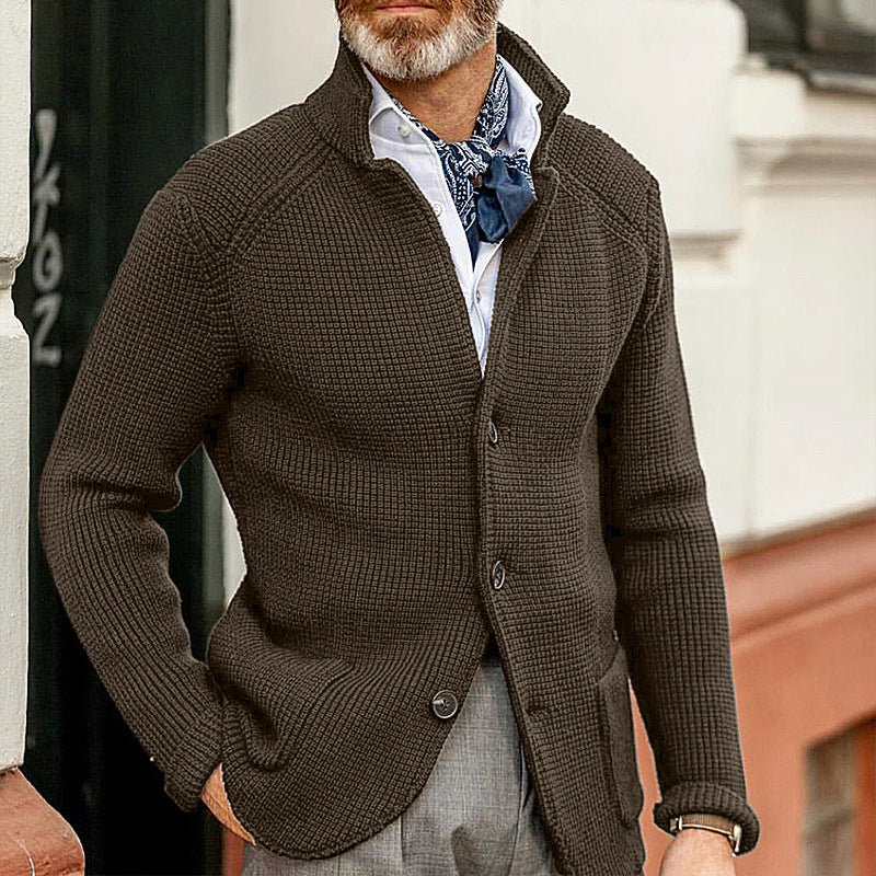 Men's Cardigan | Button-Front Knit with Patch Pockets | Soft Blend Fabric | Comfortable Fit