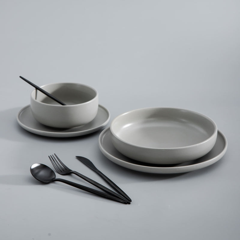 Flatware Set | Minimalist Design | Stainless Steel with Matte Titanium Coating | Durable & Food-Safe