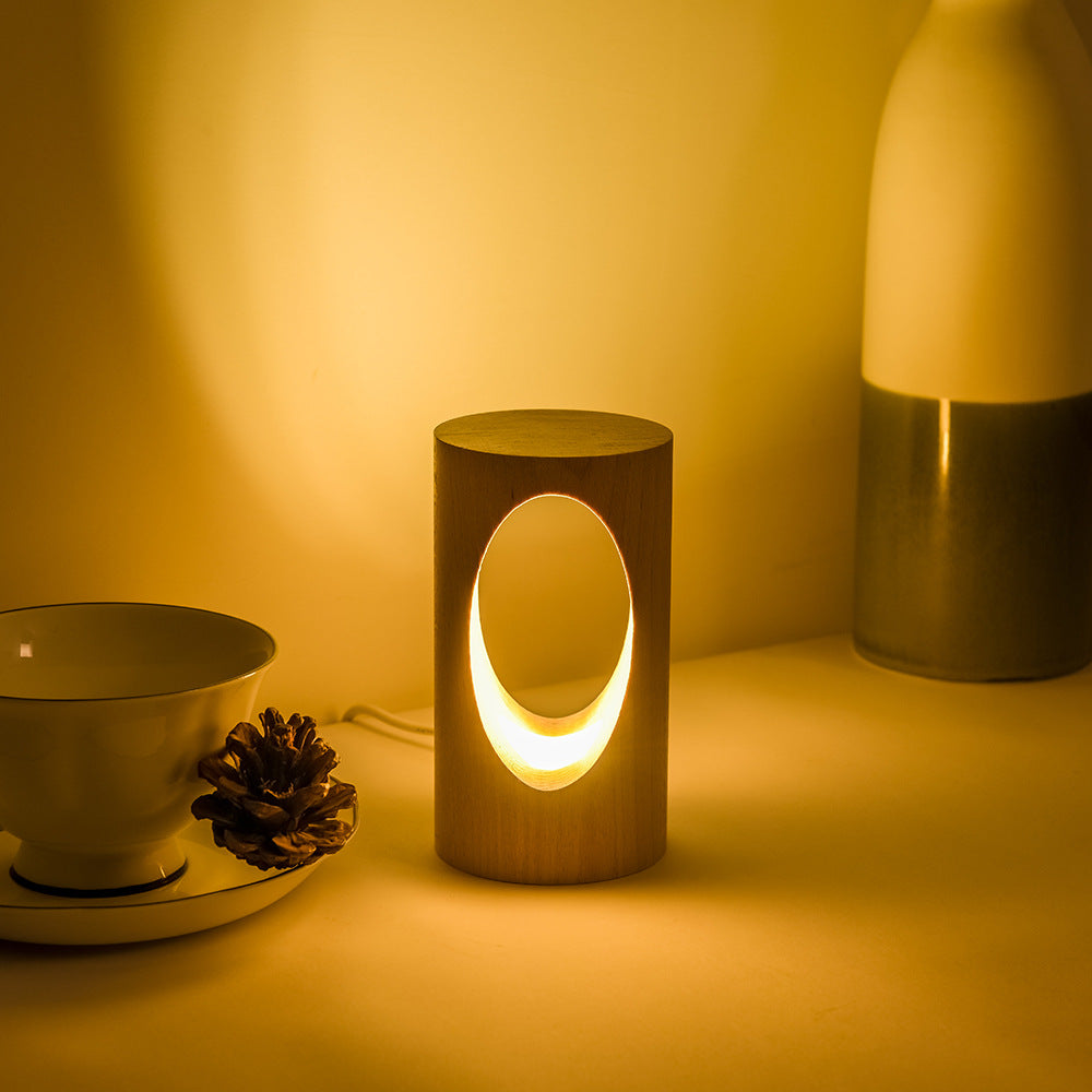 Wooden Table Lamp with LED Lighting