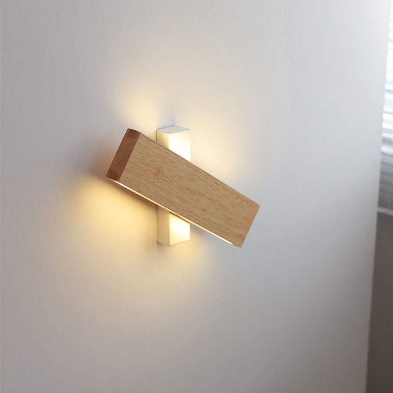 Taavita minimalist, rectangular, flat, rotatable LED wall lamp made of wood
