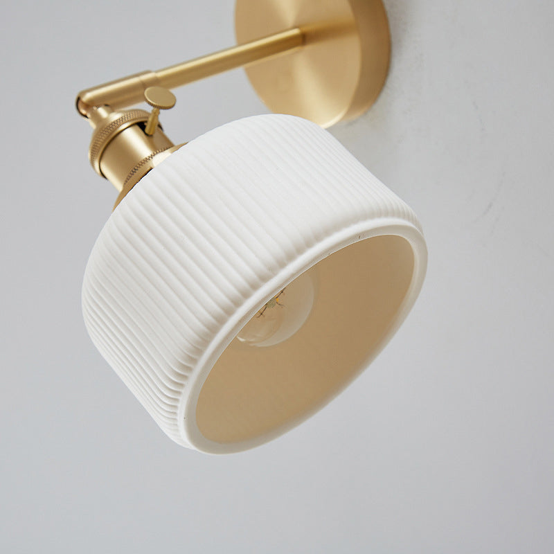 Modern, minimalist, striped ceramic glass wall lamp with 1 light and E26 socket