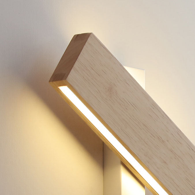Taavita minimalist, rectangular, flat, rotatable LED wall lamp made of wood