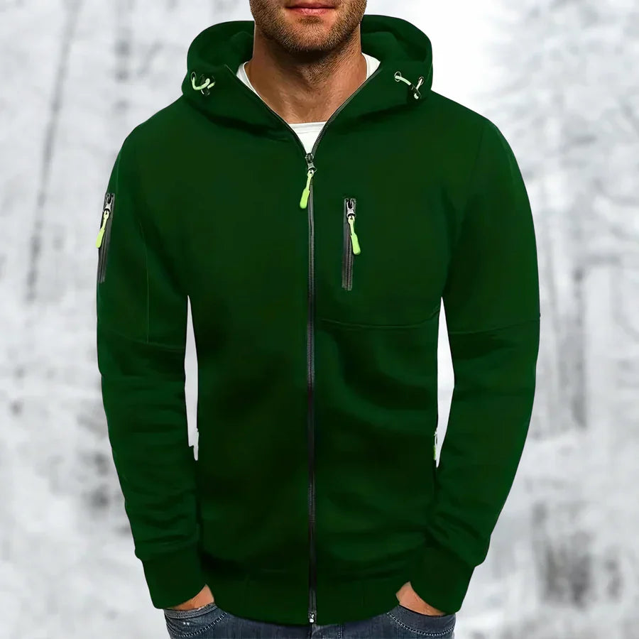 Men’s Hoodie Jacket | Multiple Zip Pockets & Adjustable Hood | High-Quality Fabric | Machine Washable