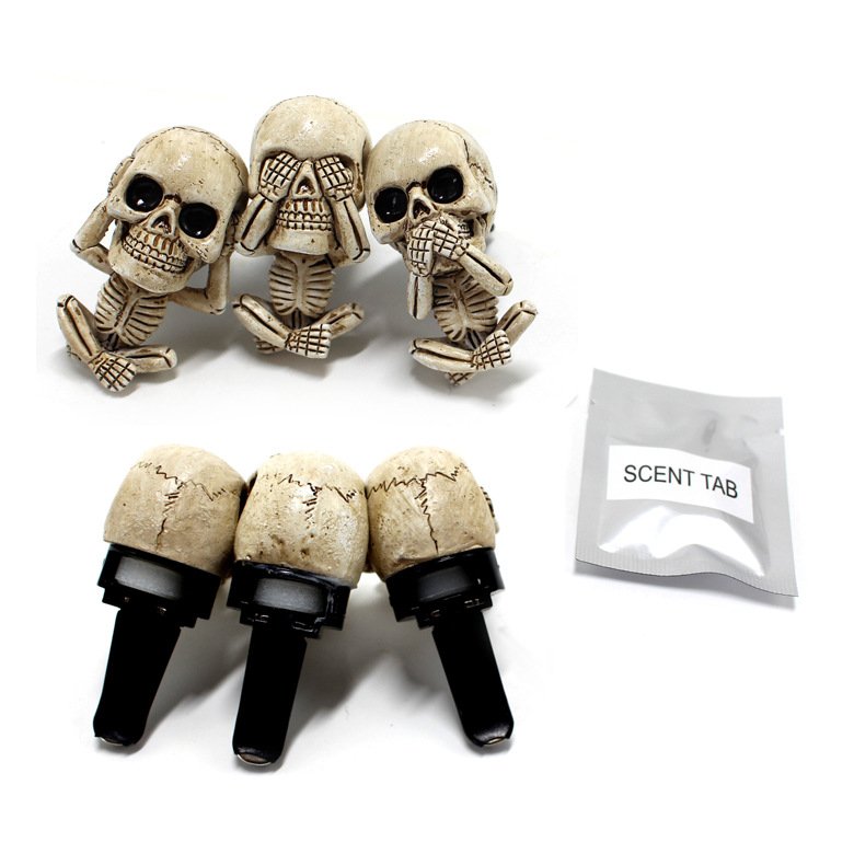 Halloween Skull Air Freshener Set with Floral Scented Resin Sculptures