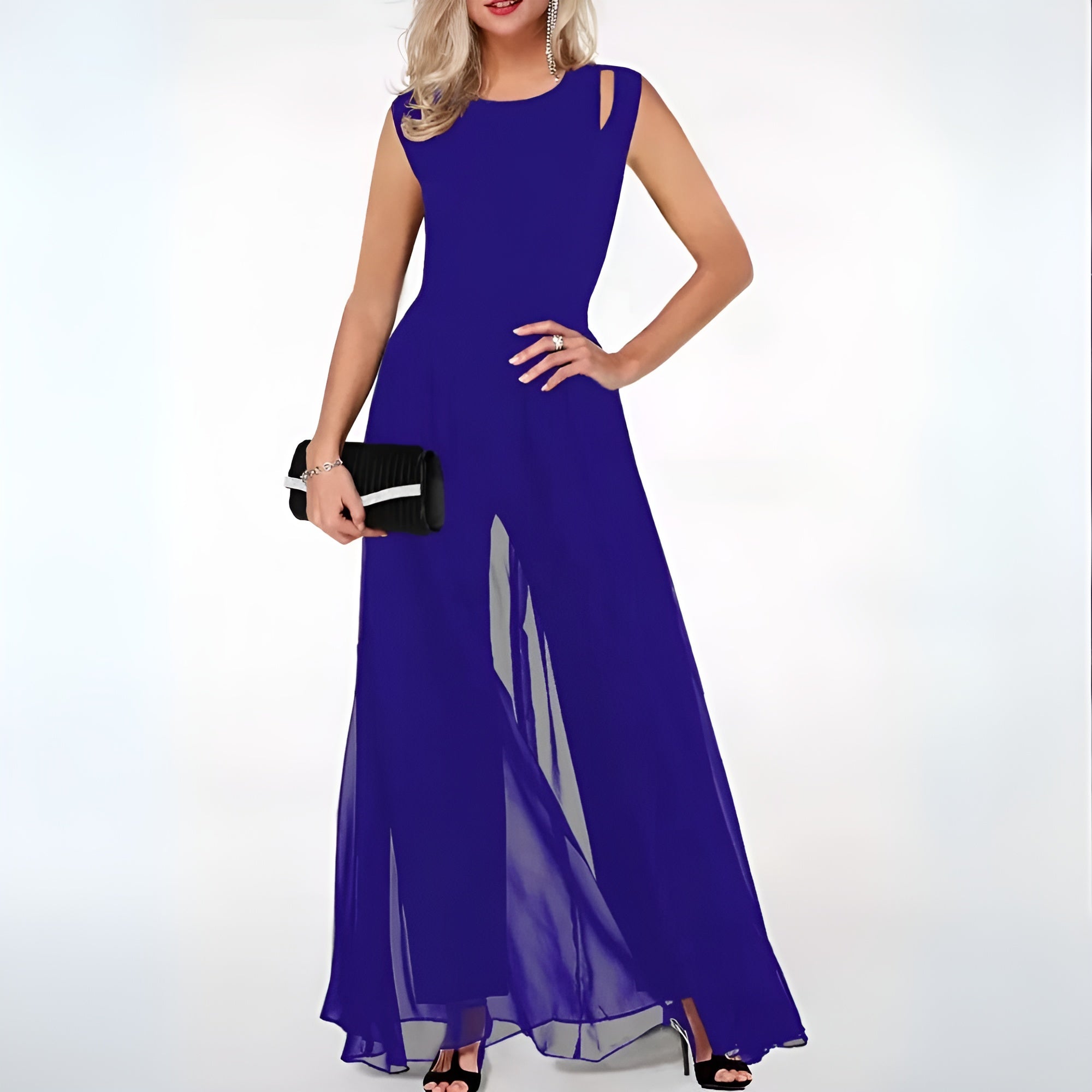 Women’s Sleeveless Jumpsuit | Wide-Leg with Shoulder Detail | High-Quality Material | Elegant Fit for Formal Events