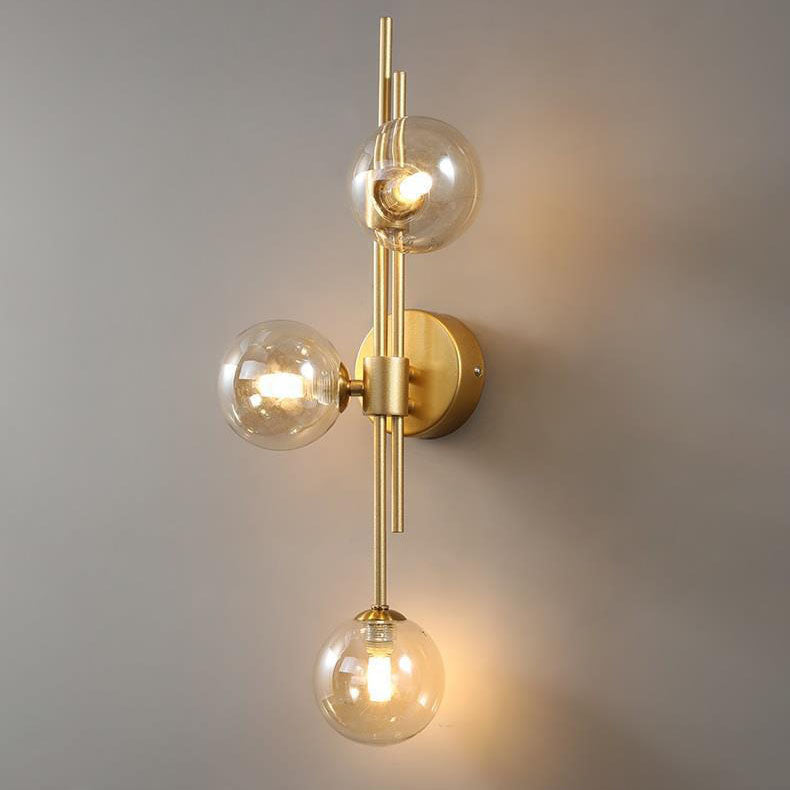 Taavita Minimalist Vintage Orb Hardware Glass 3-Light Wall Lamp