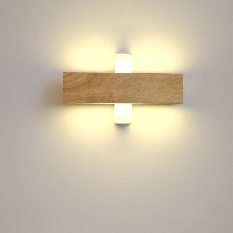 Taavita minimalist, rectangular, flat, rotatable LED wall lamp made of wood