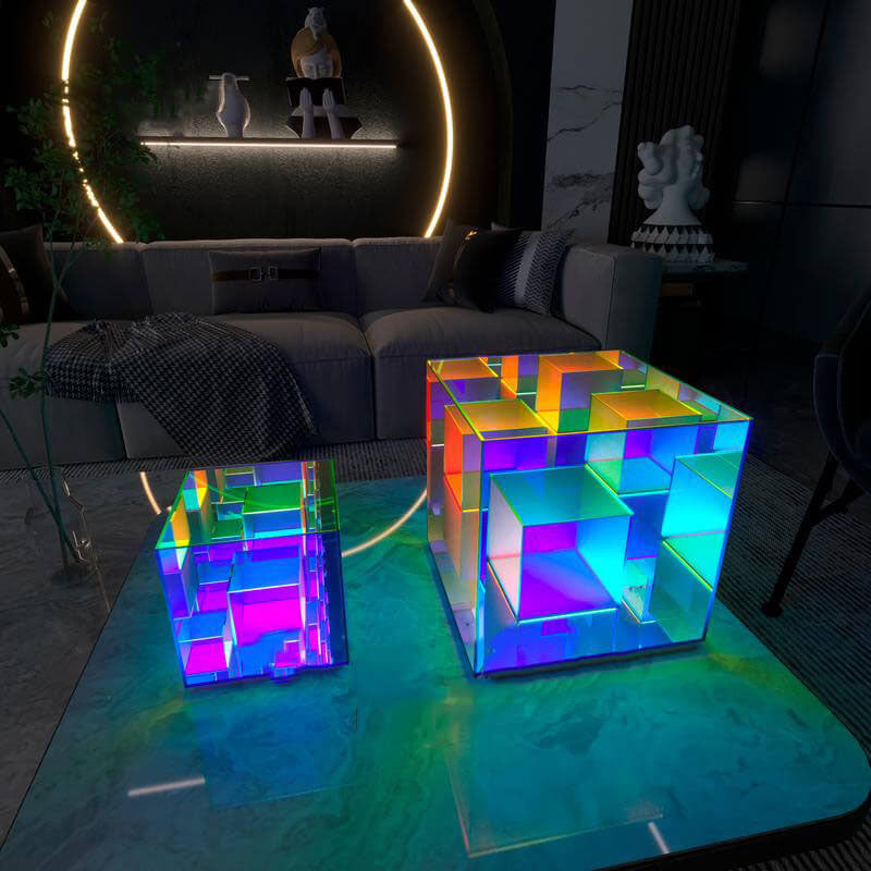 Modern RGB-Line Magic Cube LED Table Lamp Made of Taavita