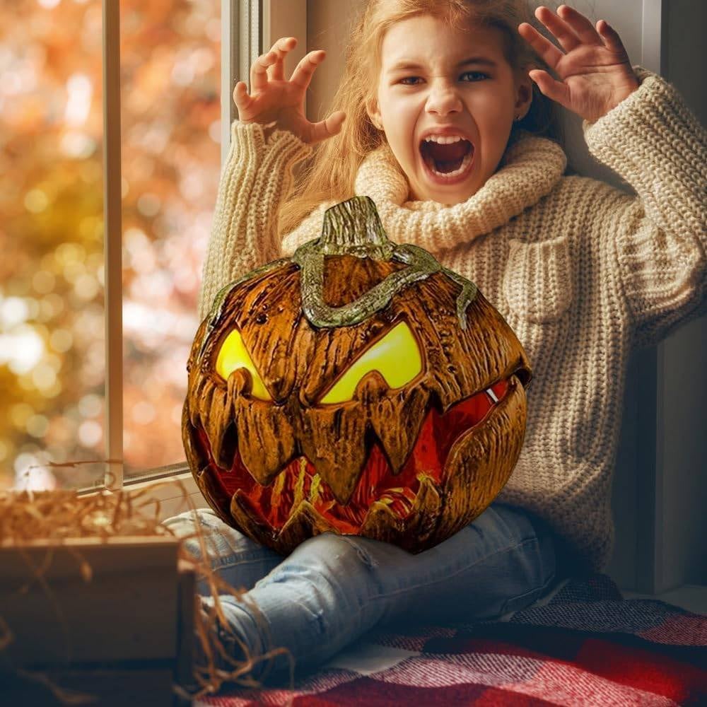 Animated Halloween Pumpkin Decoration with Screaming Light Effect