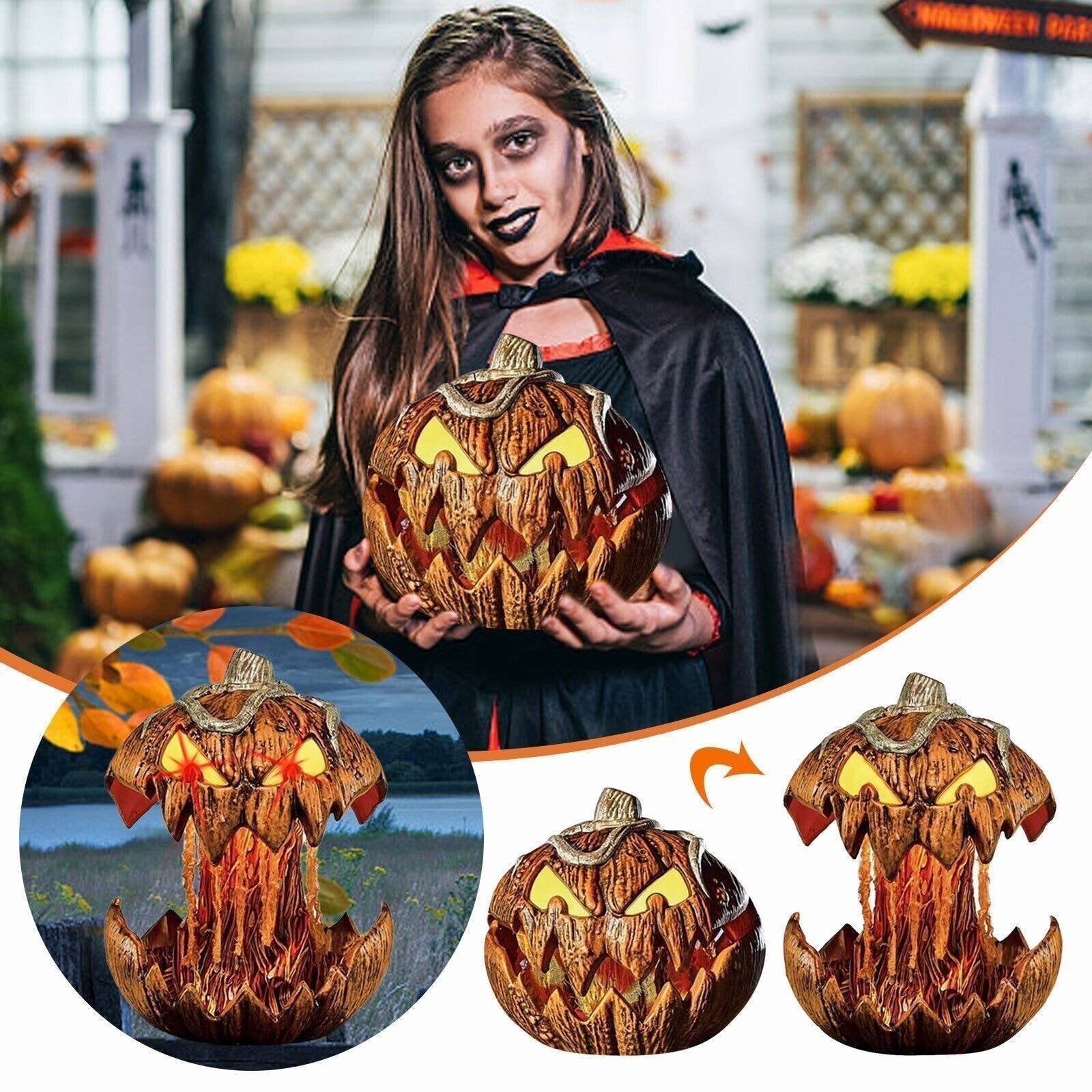 Animated Halloween Pumpkin Decoration with Screaming Light Effect