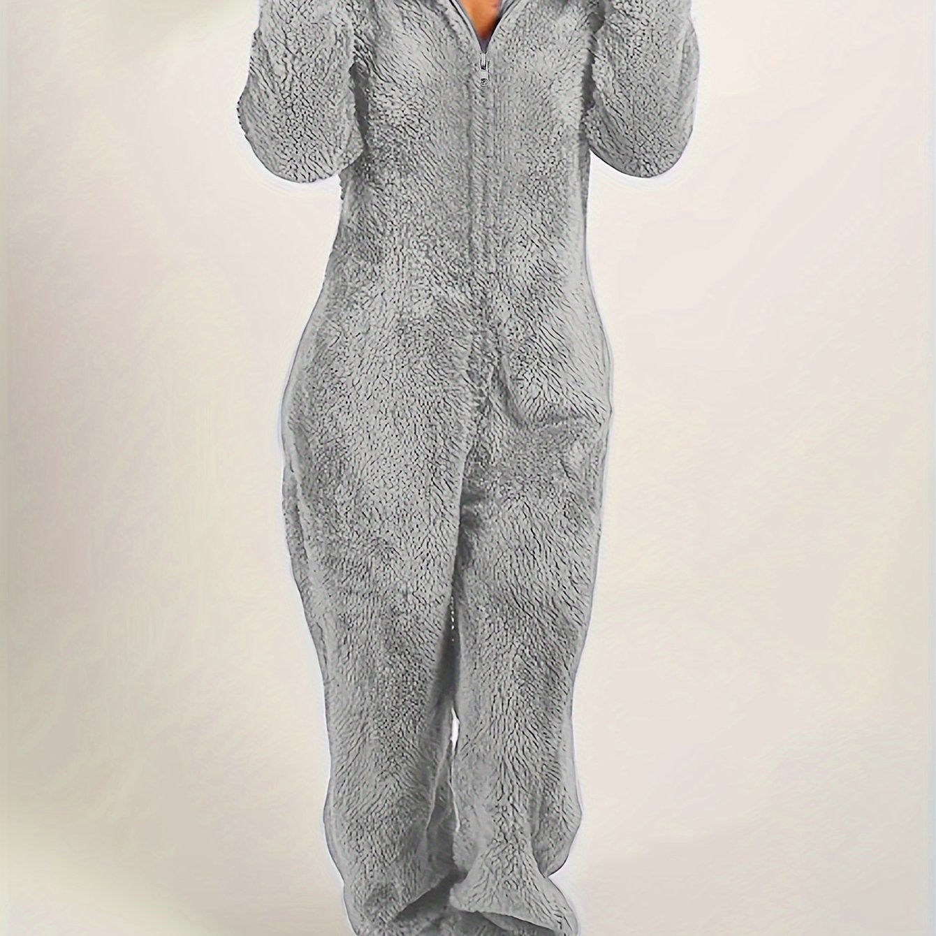 Women's Pajama Jumpsuit | Hooded Zipper | Cozy Warmth Comfort | Polyester