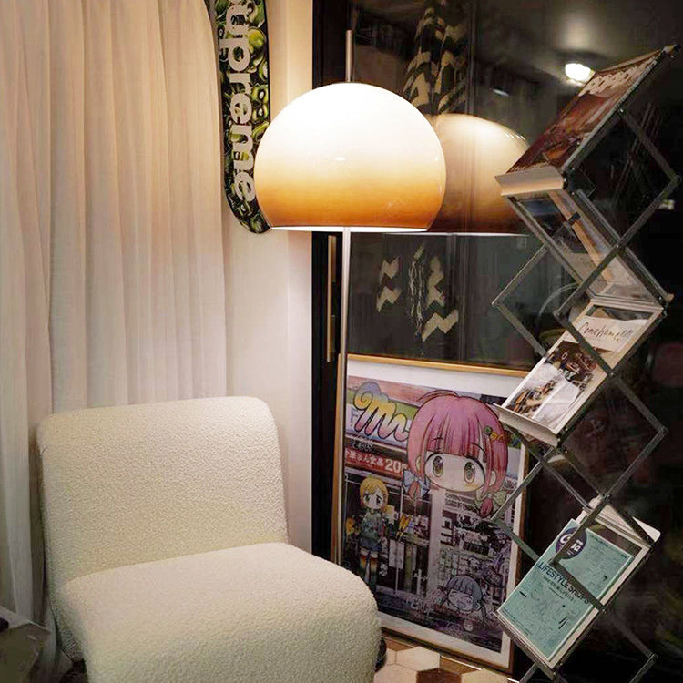 Taavita Retro 2-Light Mushroom Hardware Glass Floor Lamp for Living Room